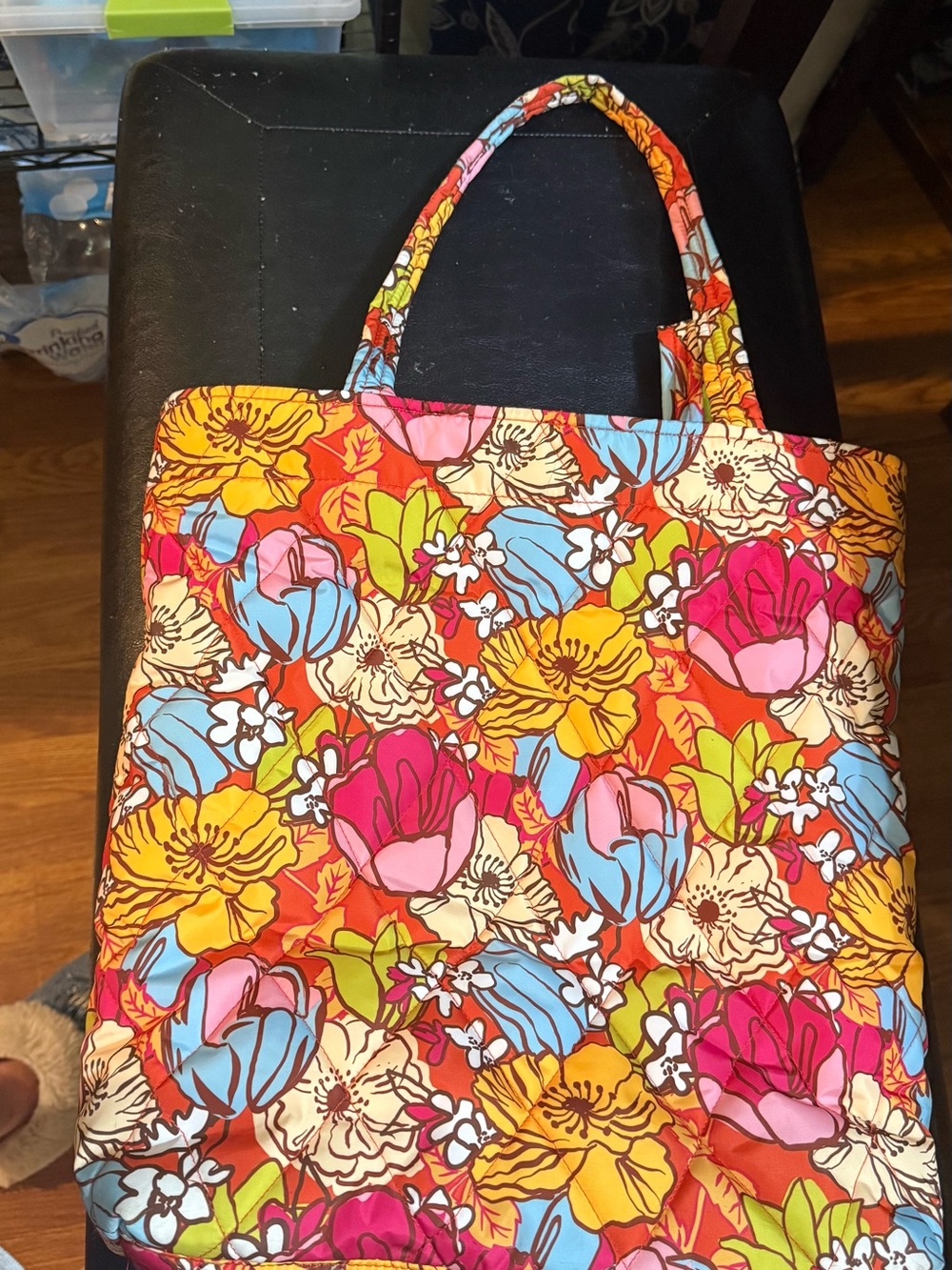 Vera Bradley Floral Quilted Tote in Red-Orange Multi